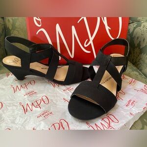 IMPO black open toe heels.